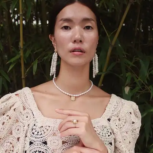 韩国augustharmony正品代购韩版复古不规则珍珠珠串项链