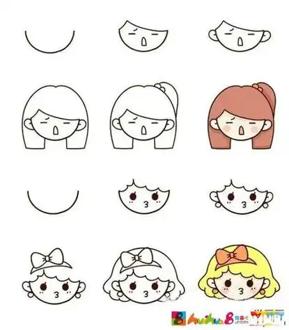 超萌的简笔画小女孩