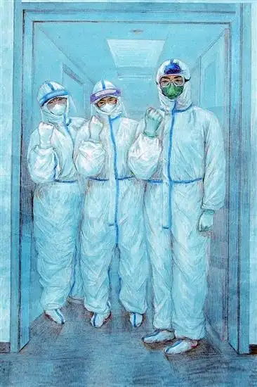 白衣战士(彩铅画)    李冬梅 作