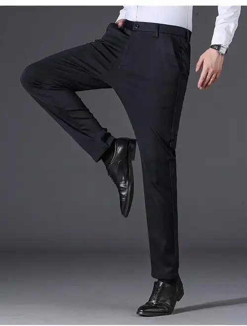 加厚男士西裤秋冬季新款商务正装厚款垂感修身弹力裤藏青332尺6