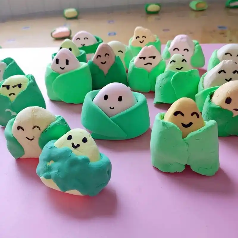 端午节手工粽子超轻粘土教程简单可爱幼儿园 最最简单的端午节粽子来