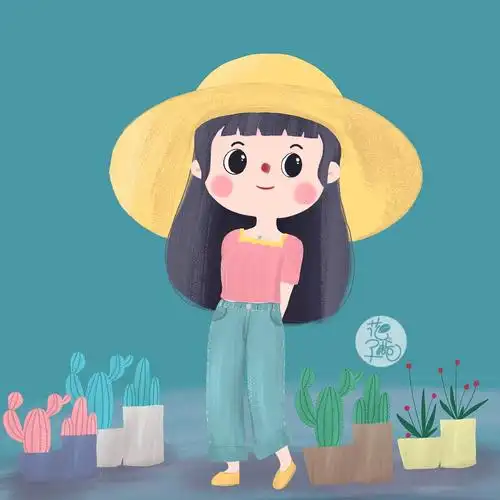 女生小可爱头像插画