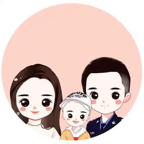 简单的幸福,一家三口,四口微信头像,动漫风格