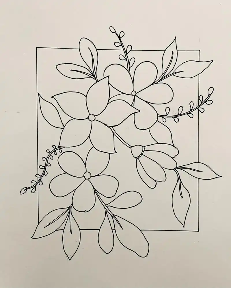 黑白灰装饰画 花卉 黑白灰装饰画打卡第十九天 练习线条 控笔 历时两