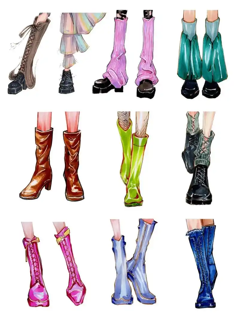 服装设计考研素材之靴鞋(三)#服装设计手绘 #服装设计考研手 - 抖音