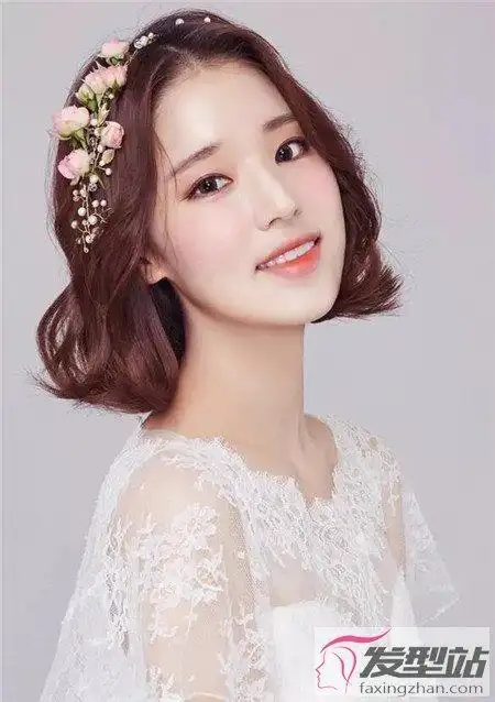 韩式新娘短发发型短发新娘照样能仙气满满