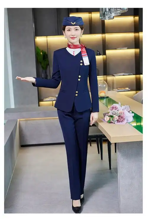 海航空姐制服职业女装套装长袖小西装外套女航空学院美容师酒店售楼部