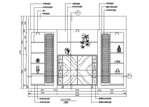 cad室内设计及施工图常用图块之客厅立面图