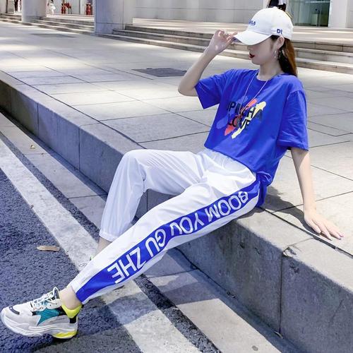 抖音嘻哈套装女跳舞鬼步舞衣服夏季网红时尚休闲运动两件套潮洋气