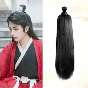 古装假发一体式男款半头套披发古风日常汉服黑长古代公子日常发髻