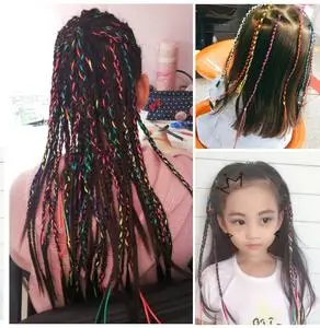 编发彩绳脏辫七彩色发绳辫子儿童街舞女生编发神器彩带编头发绳子