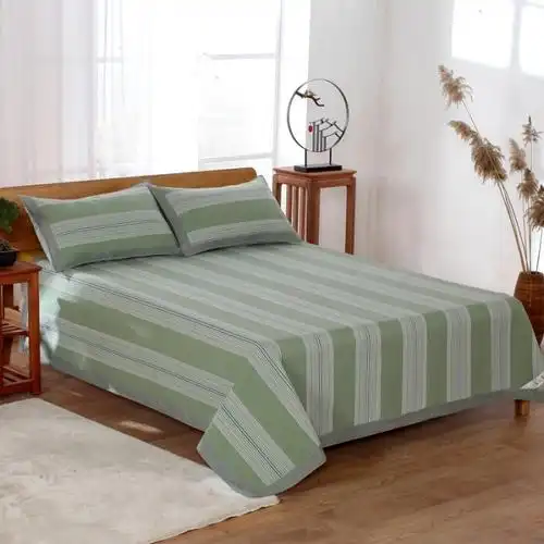 2020新款加厚纯棉老粗布凉席三件套