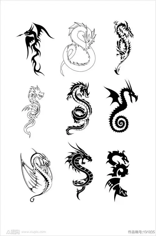 刺青图案中国龙矢量素材