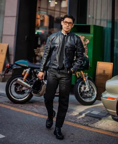 皮夹克77牛仔裤机车型男上线