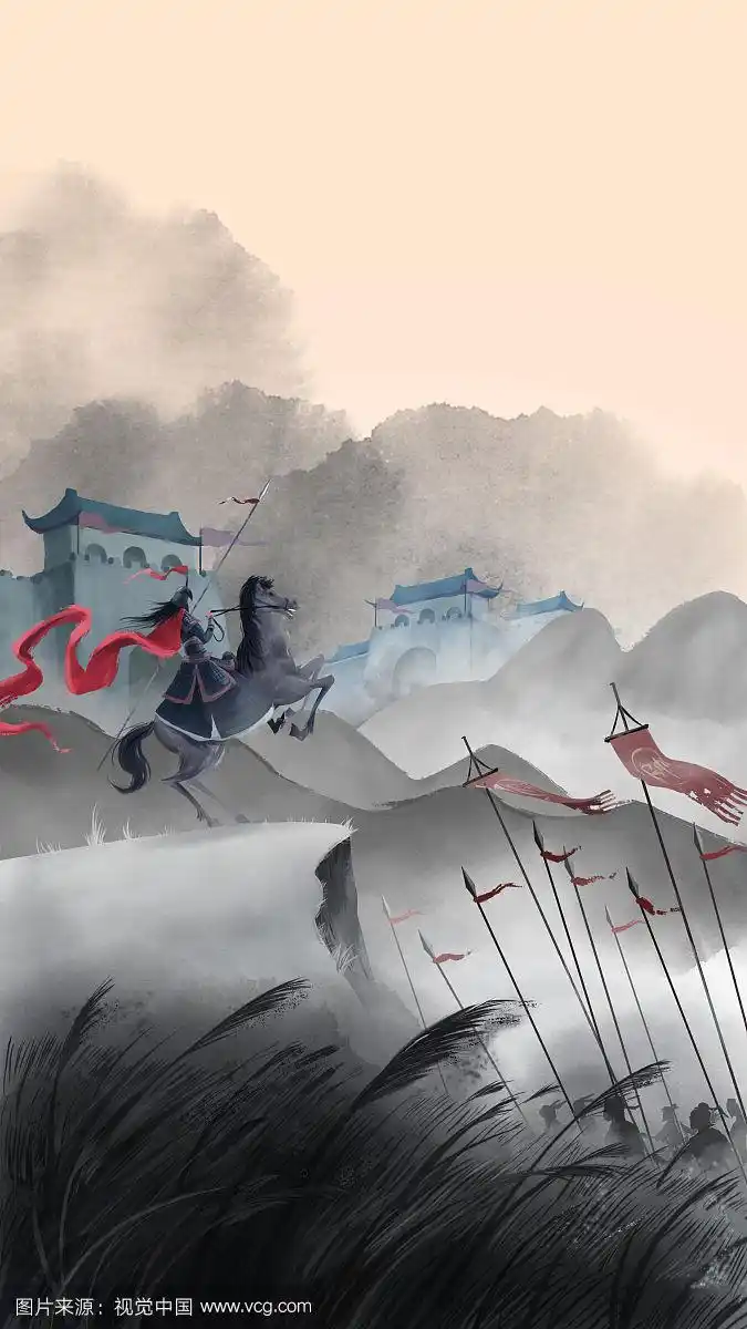 古风古战场将军骑马竖版壁纸