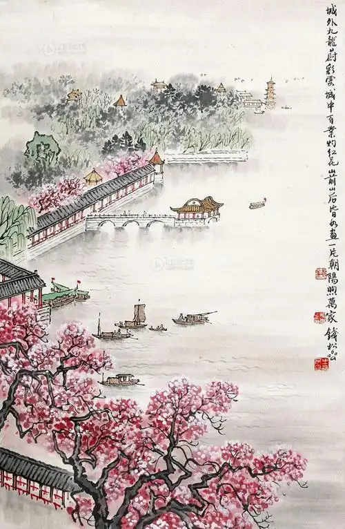 0473江南水乡立轴纸本