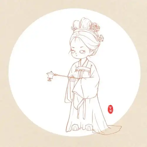 q版古风人物线稿