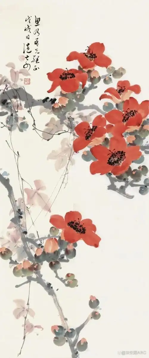 司徒奇画木棉花,淋漓仓秀,独树一帜