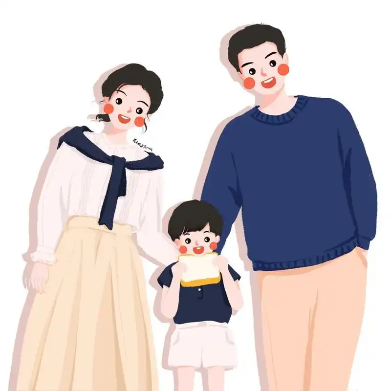 插画头像 | 可爱的一家三口头像 | 男宝篇 爱的陪伴 背景多种配色供