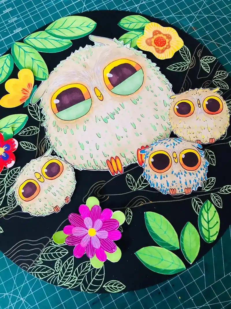 创意美术猫头鹰,适合6-12岁小朋友#创意美 - 抖音