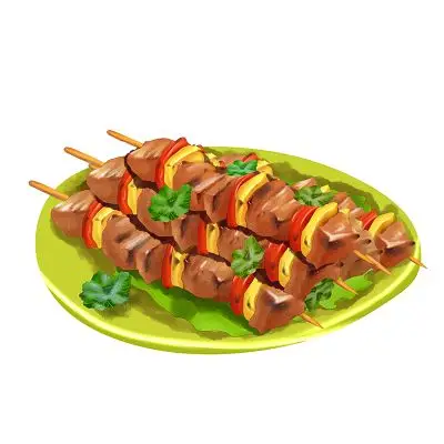 彩色卡通手绘烧烤食物烤肉串素材原创插画海报