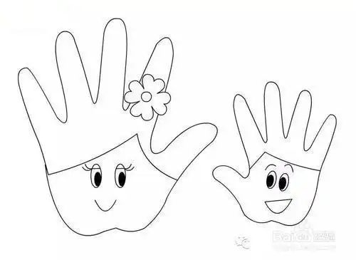 幼儿小手简笔画图片简笔画小手小手拉大手简笔画可爱的剪刀手上色简笔