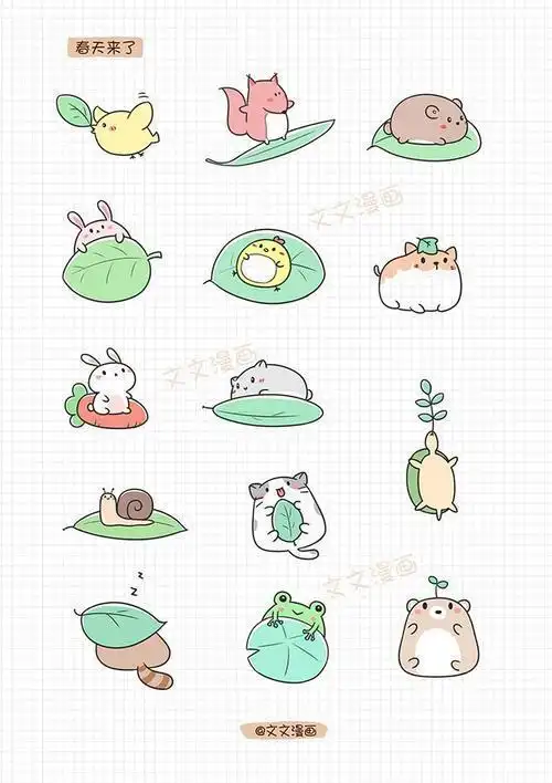手帐简笔画93超可爱小动物简笔画手帐素材手帐简笔画素材贴纸兔子