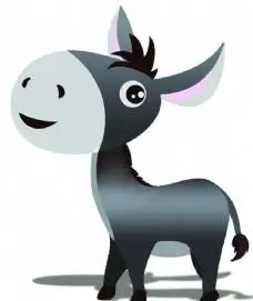 可爱灰色毛驴矢量图