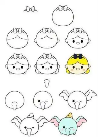 手绘动漫少女简笔画绘画教程卡通女孩简笔画画法步骤图解动漫人物简笔