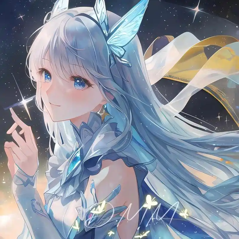 蓝色动漫女生头像 78梦幻有意境78颜值绝美      作者一只大毛毛