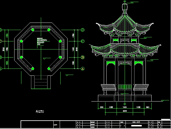 重檐八角亭设计图