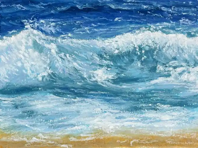 油画棒61小练笔海浪