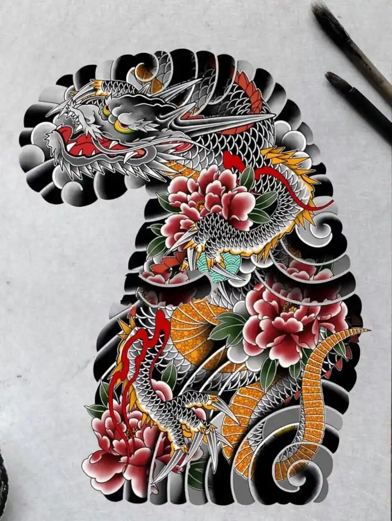 老传统半甲纹身分享