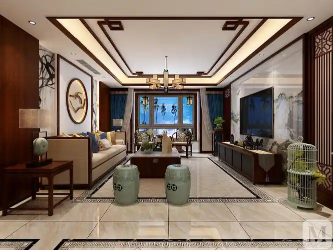 4万94㎡中式二房装修新中式案例-红星美凯龙家装效果图