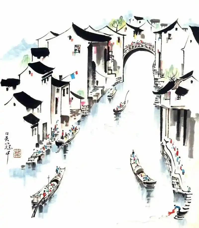 吴冠中画笔下的水墨江南,总是能勾起人们深深的乡愁