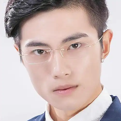 卡迪雅无框眼镜b钛超轻眼镜框近视眼镜男潮小脸气质光学镜架