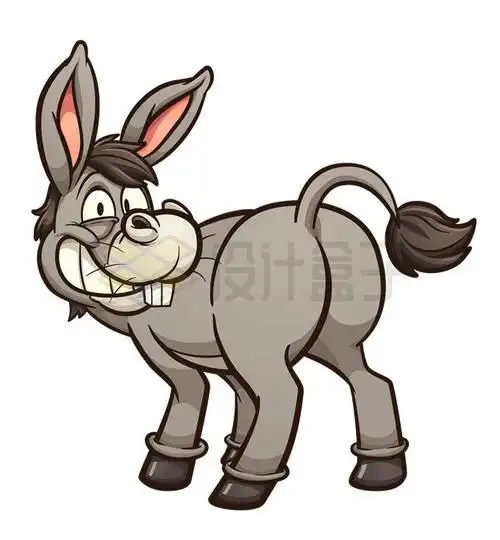 咧嘴笑的贱贱的卡通毛驴搞笑动画片动物5310946矢量图片免抠素材 生物