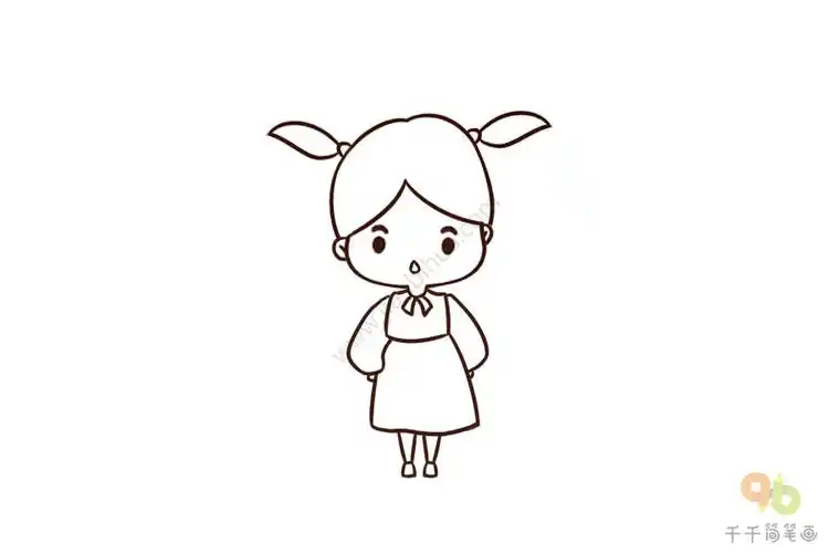 萌萌的小女孩简笔画