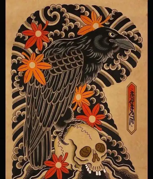 老传统半甲纹身手稿