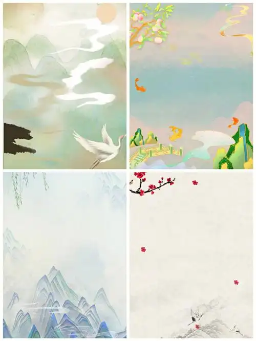 75古风山水水墨画淡雅国潮小卡背景图分享