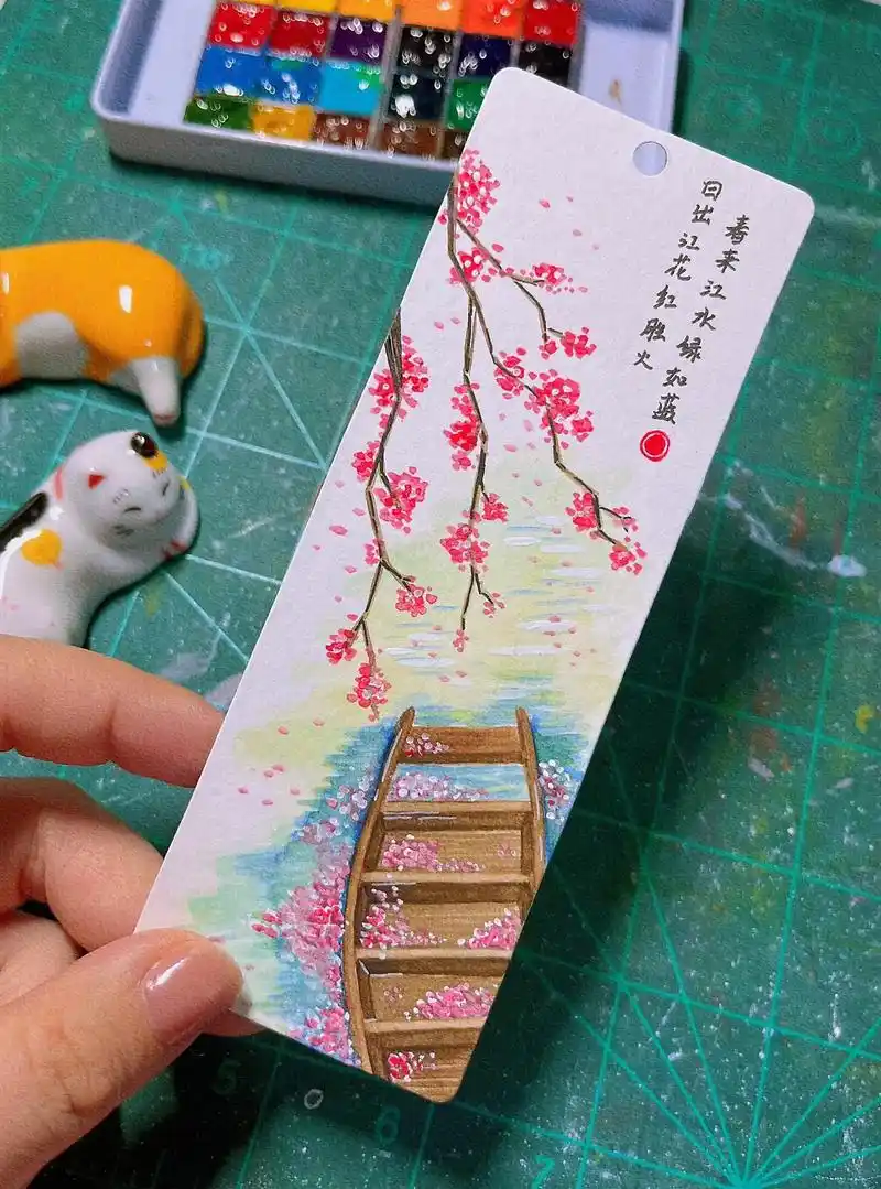 古风小书签～忆江南.#一起学画画 #水彩 #治愈画风 #每日 - 抖音