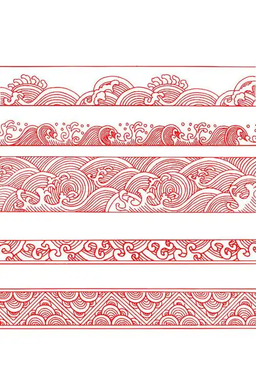 中国风海浪波浪花纹元素