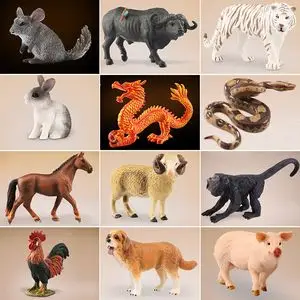 仿真实心动物模型套餐十二生肖鼠牛虎兔蛇猪 儿童玩具认知模型