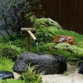 惊鹿竹子流水器循环水僧都竹筒庭院户外禅意排支架水泵纯手工摆件