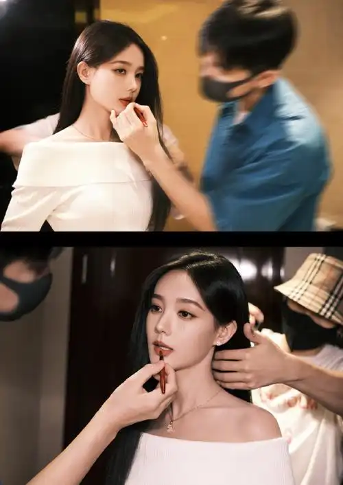 李一桐化妆plog##李一桐白色一字肩针织裙