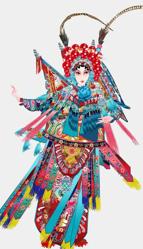 武旦刀马旦京剧人物矢量插图