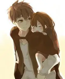 兄妹简笔画图彩色