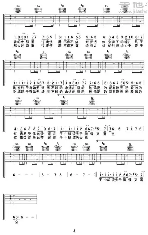 红玫瑰-陈奕迅-图片吉他谱-1