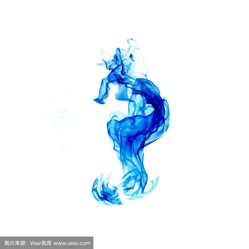 蓝色火焰孤立在白色背景上
