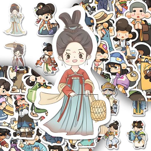 160张速写人物贴画手绘q版可爱人物贴画手机壳笔记本创意防水装饰